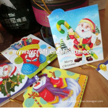 Lovely design square glitter santa claus christmas paper gift tags for christmas tree decoration